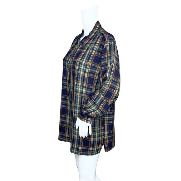 L.L. Bean Plaid MultiColor Long Sleeve Button Up Top Size Large - Picture 4 of 7